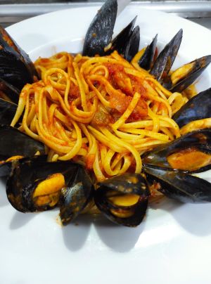 Spaghetti with mussels