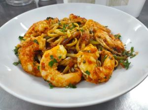 Spaghetti with shrimps