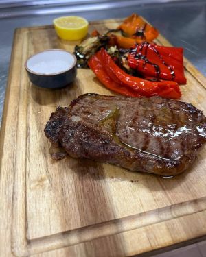 Rib eye with oven roasted vegetables - Poseidon Bay Vasiliki