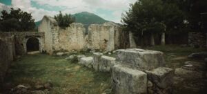 Ruins of the monastery Agios Ioannis, Rodaki, historical place, Lefkada, Greece